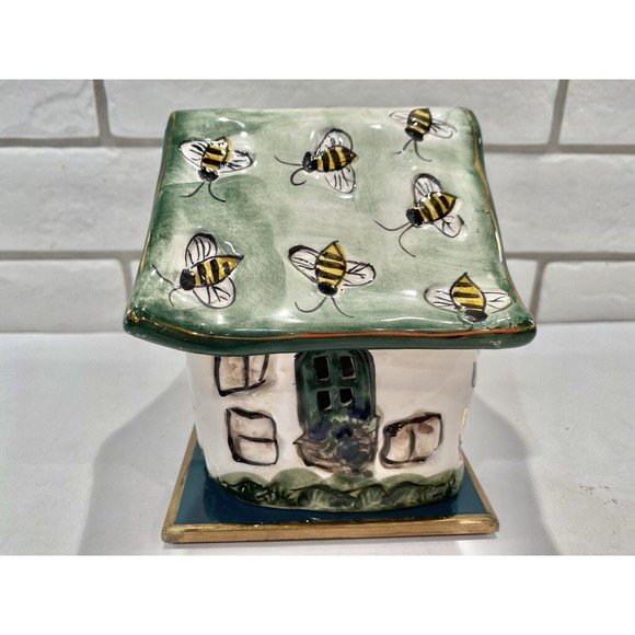 Blue Sky Clayworks by Heather Goldminc BEE HOUSE tea-lite holder Signed - Picture 7 of 9